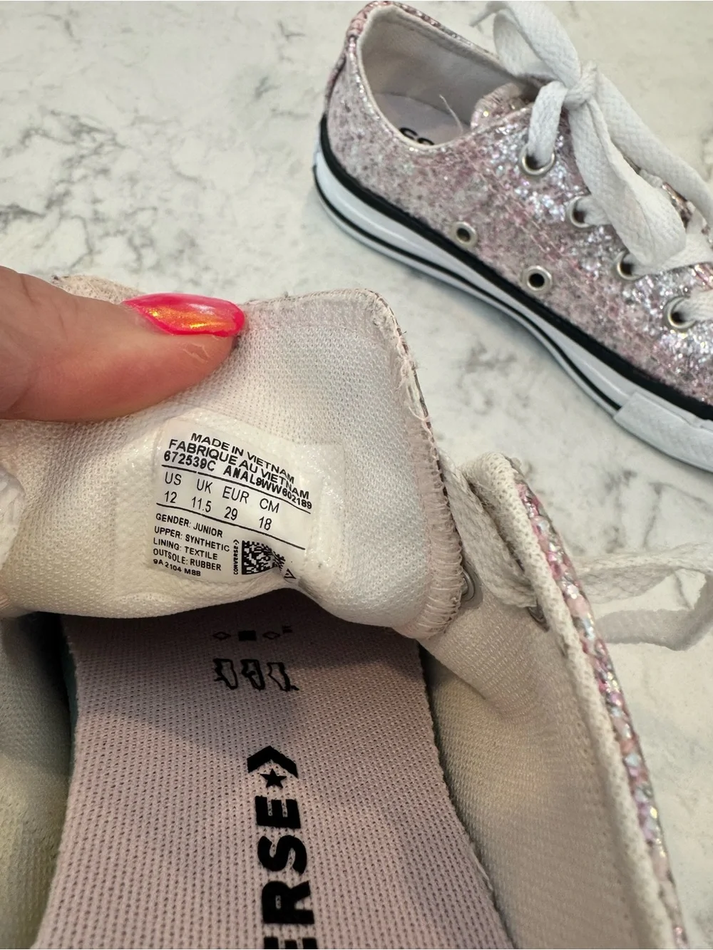 Converse Chuck Taylor Little Kids Lace-Up Low Top Sneakers - Pink Sparkle